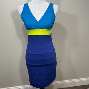 Express Womens Colorblock Bandage Bodycon Dress Mini Party Club Y2K Small